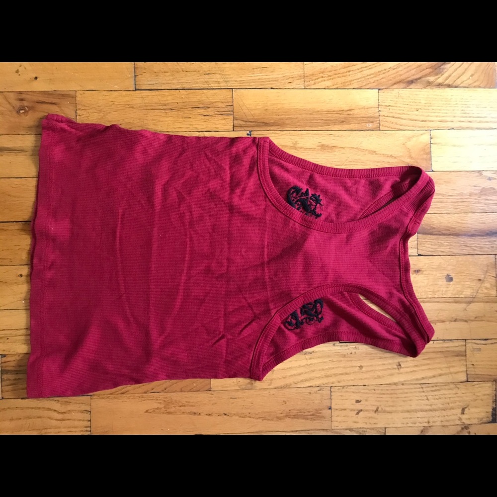 L.A.M.B. Red Racerback Tank Embroidered LOVE Size Large - Picture 3 of 3
